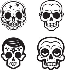 hand drawn sugar skull set vector illustration