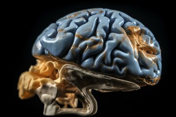 Abnormal protein deposits in brain causing memory loss. Generative AI