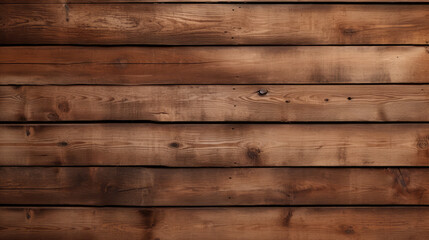 Horizontal wooden planks with rich textures and warm brown tones form a rustic background with one nail protruding slightly