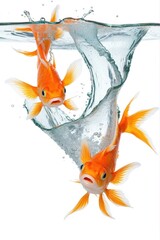 Fototapeta premium Two goldfish swimming in the water. Generative AI.