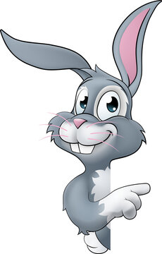 recommend clip art: Easter Bunny Rabbit Cartoon Character Peeking Sign