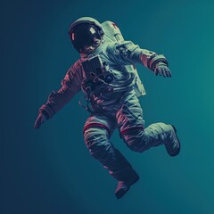 Fototapeta na wymiar Astronaut floats in weightlessness. Space exploration and science concept