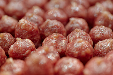 Large group of smoked sausages