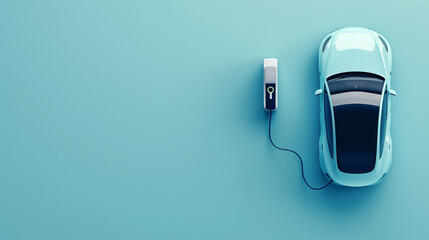 Electric Car Charging Station. Green Energy Concept Copy Space Background