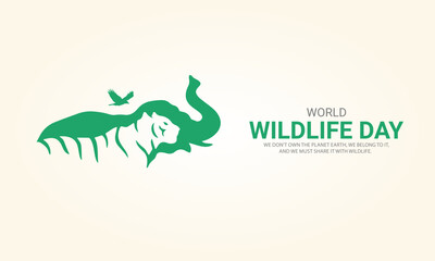 World wildlife day, Wild animals in world shape wildlife day design for poster, banner. 3D Illustration