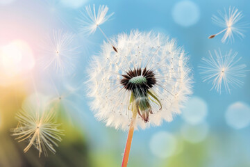 The Moment When a Dandelion Blooms. Represents the Fragility and Beauty of Life.