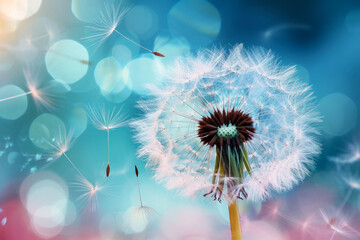 The Moment When a Dandelion Blooms. Represents the Fragility and Beauty of Life.