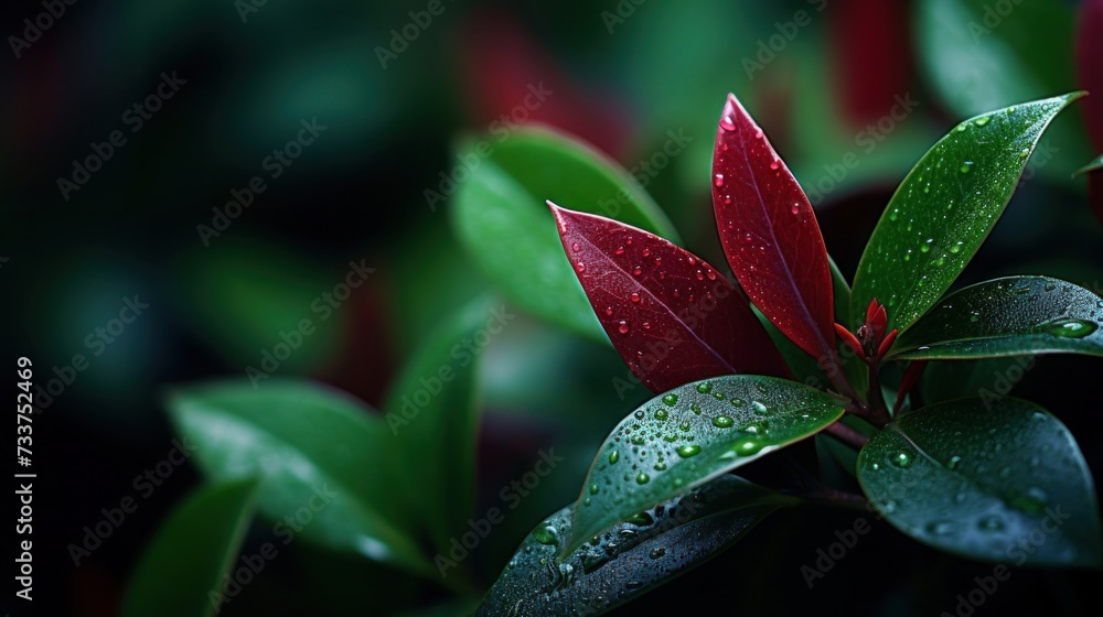 Canvas Prints A close up of a plant with water droplets on it, AI