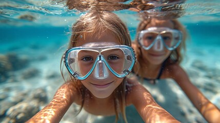 Kids submerged in a snorkel.