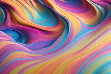 3D of Pastel Colorful Abstract Swirls