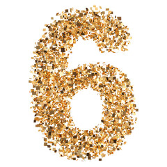 6 number gold glitter 