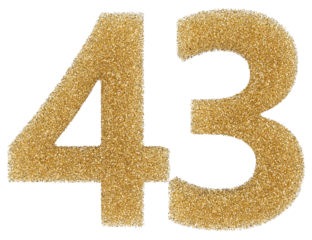 43 number gold glitter 