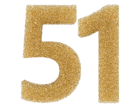 51 number gold glitter 