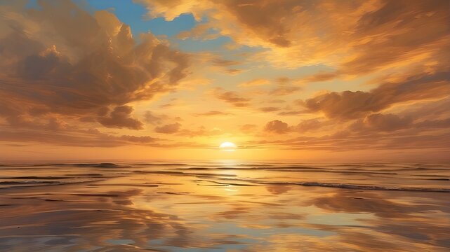 sunset over the sea
A breathtaking sunset over a virtual ocean, painting the sky in shades of golden hues