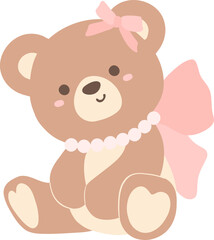 Coquette teddy bear with pink bow