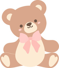 Coquette teddy bear with pink bow, bear with bow