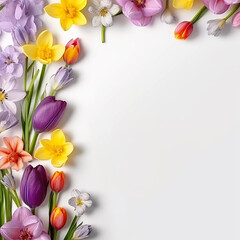 A white blank paper border cover with flowers