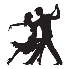 Captivating Dance: Romantic Couple Dancing Silhouette in Motion