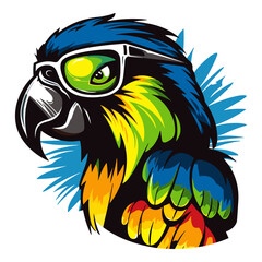 Parrot in sunglasses. Vector illustration for t-shirt print.