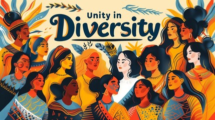 Unity in Diversity with Cultural Women's Gathering Vibrant Illustration