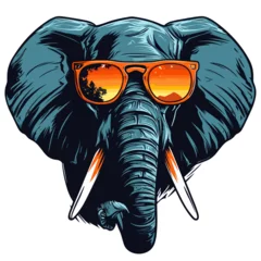 Foto op Aluminium Vector illustration of an elephant wearing sunglasses  © viklyaha