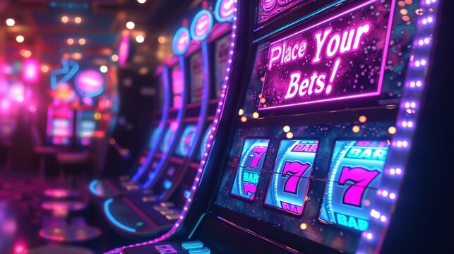 Neon Casino Slot Machines for Gambling and Entertainment