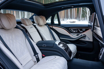 the rear seats of a luxury car