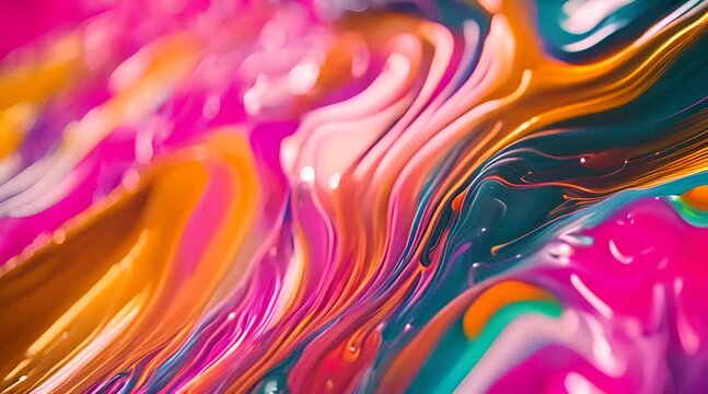 Abstract background. Vibrant color palette. Acrylic colourful paints. Magenta, blue and orange colours.