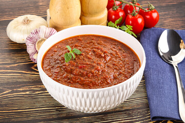 Spanish traditional gazpacho tomato soup