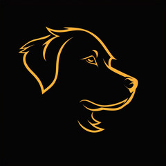 ベクターデザインの犬のロゴ。１色/黒の背景の動物のロゴ。アイコン。シンボル。
Vector design dog logo. Animal logo on single color / black background. Icon. Symbol. [Generative AI]