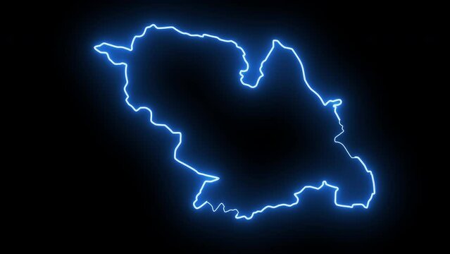 map of Sheffield in england with glowing neon effect