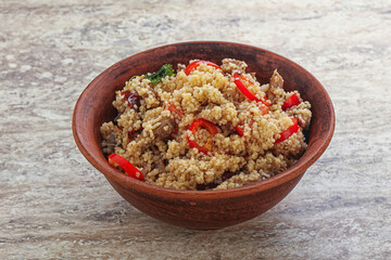 Arabic cous cous with meat and tomato