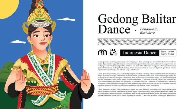 Creative layout idea with Indonesia dancer Gedong Balitar Blitar Illustration