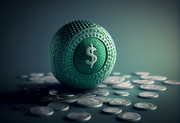 Golf Balls with Green Dollar Sign. Generative AI