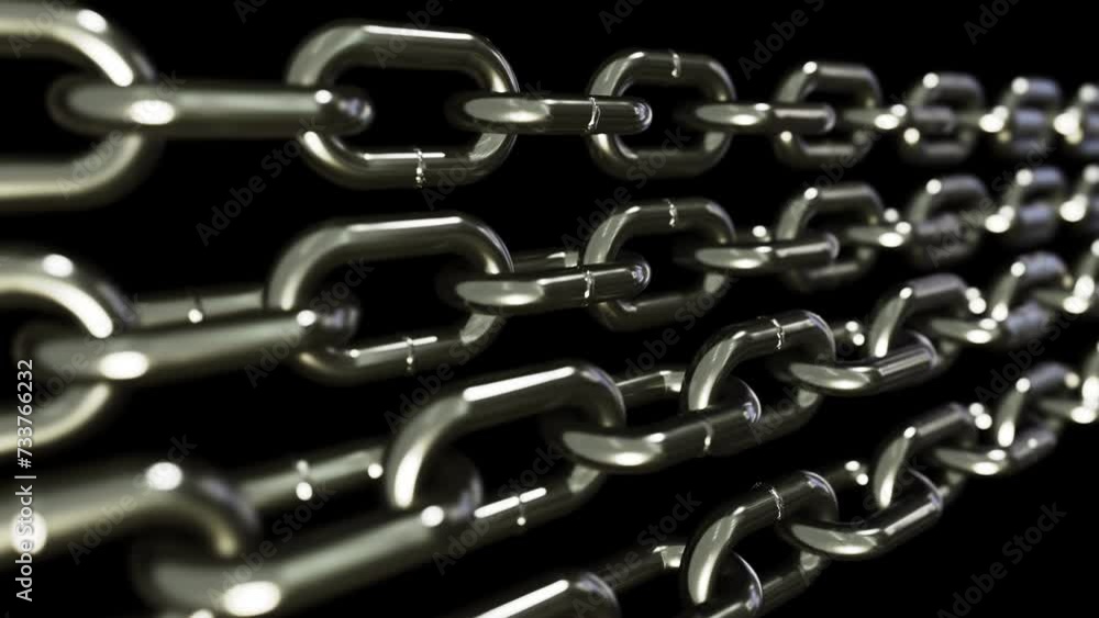 Aufkleber realistic looping 3d animation of the opposite moving titanium chains rendered in uhd with alpha mat