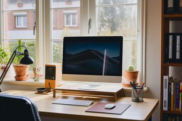 home office, desktop with computer