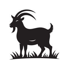 Graceful Goat: Majestic Silhouette Depicting Elegance, Strength, and Symbolism of Nature's Beauty and Power.