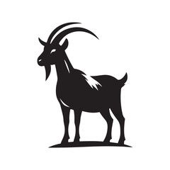 Graceful Goat: Majestic Silhouette Depicting Elegance, Strength, and Symbolism of Nature's Beauty and Power.