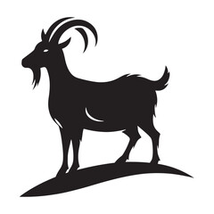 Graceful Goat: Majestic Silhouette Depicting Elegance, Strength, and Symbolism of Nature's Beauty and Power.