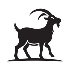 Graceful Goat: Majestic Silhouette Depicting Elegance, Strength, and Symbolism of Nature's Beauty and Power.
