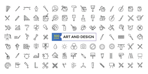 Art and design icon set simple line art style icons pack. Vector illustration