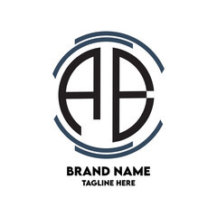 AB monogram logo circle  style  design template