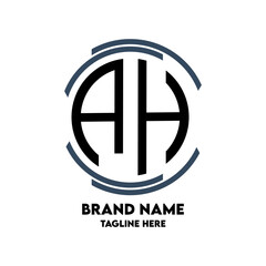 AH monogram logo circle  style  design template