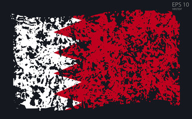 Vector flag of Bahrain. Vector illustration with cracks and abrasions.