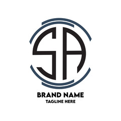 SA monogram logo circle  style  design template