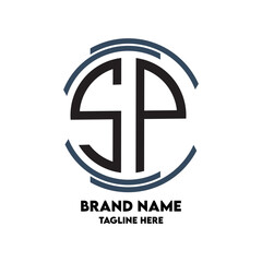 SP monogram logo circle  style  design template