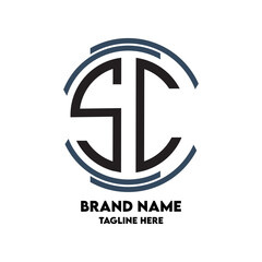 SC monogram logo circle  style  design template
