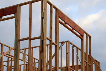 construction of a house at timber frame stage