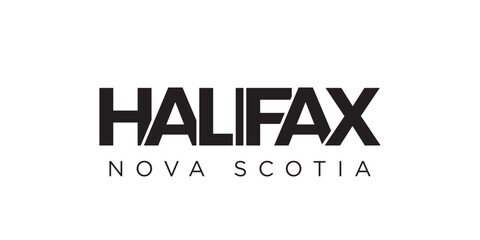 Halifax in the Canada emblem. The design features a geometric style, vector illustration with bold typography in a modern font. The graphic slogan lettering.