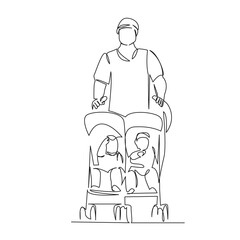dad with twins stroller
